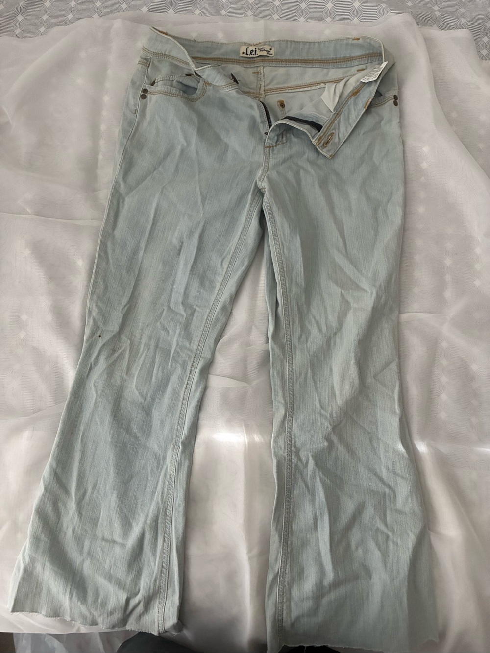 l.e.i Pale Blue Flare Jeans - Low Rise Wide Leg